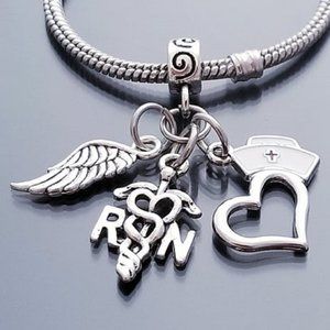RN Nurse Stethoscope RX Charm for Bracelet Bangle Necklace Fit Pandora F…